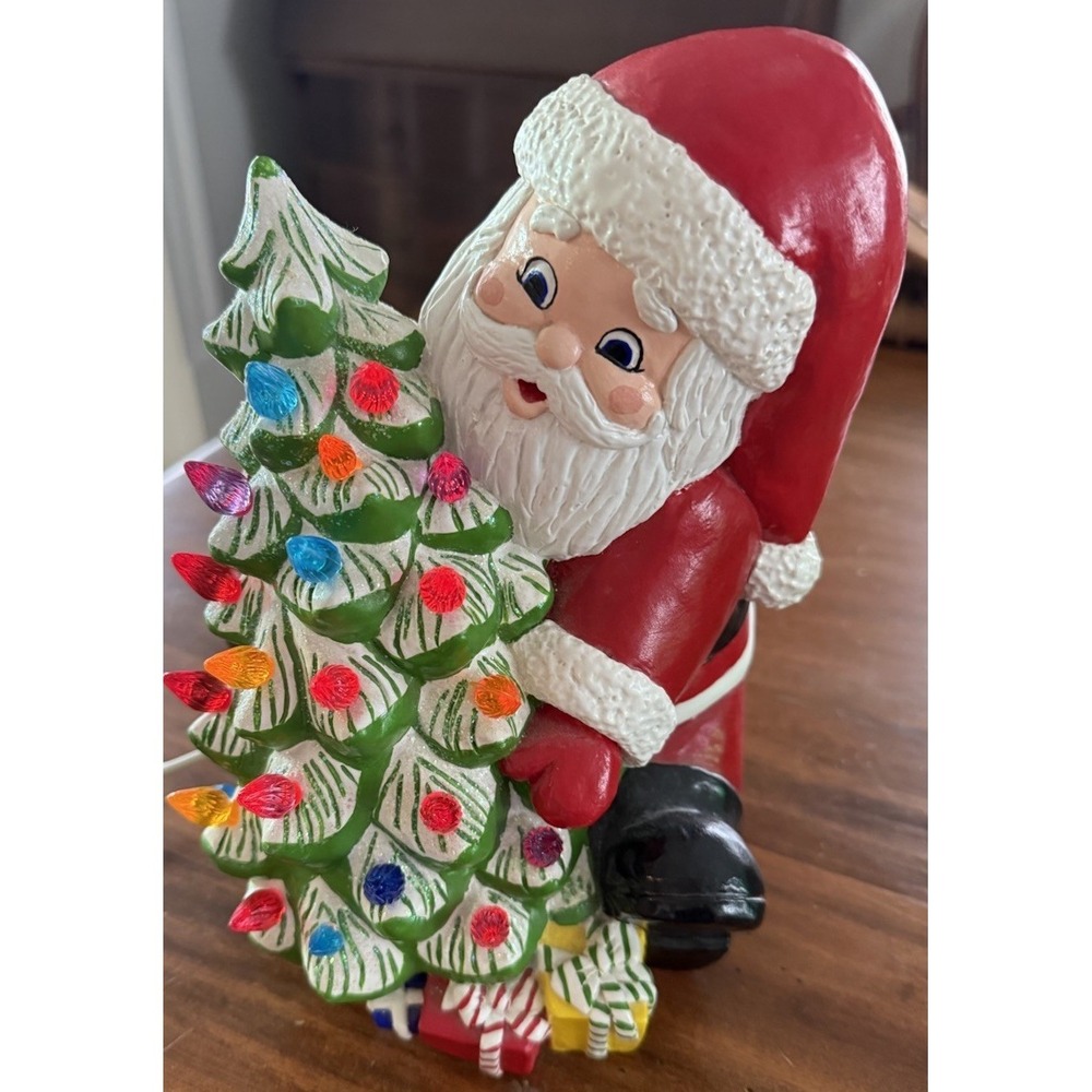 Vintage 1970s Ceramic  Atlantic Mold Lightup  Santa Claus WOW!!!